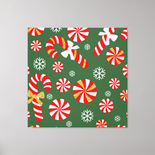 Golden Winter Sweet Snowfall Candy Cane Leinwanddruck
