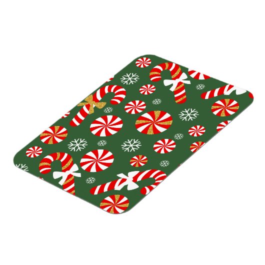 Golden Winter Sweet Snowfall Candy Cane Magnet (Linke Seite)