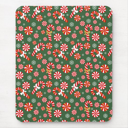 Golden Winter Sweet Snowfall Candy Cane Mousepad (Vorne)