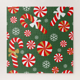 Golden Winter Sweet Snowfall Candy Cane Puzzle