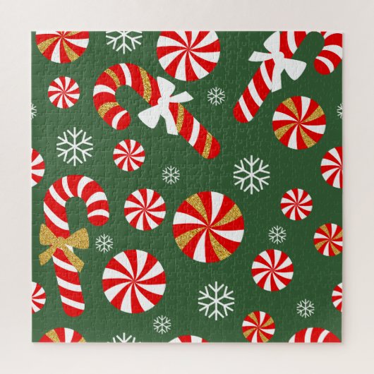 Golden Winter Sweet Snowfall Candy Cane Puzzle (Vertikal)