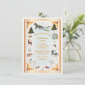 Golden Winter Village - Weihnachtsfest - Party Einladung (Stehend Vorderseite)