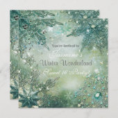 Golden Winter Wonderland Schneeflocken Einladung (Vorne/Hinten)