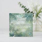 Golden Winter Wonderland Schneeflocken Einladung (Stehend Vorderseite)