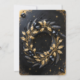 Golden Winter Wreath Holiday Greeting Card Feiertagskarte