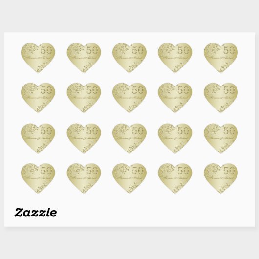 Golden Wirbel 50. Hochzeitsticker Herz-Aufkleber (Blatt)