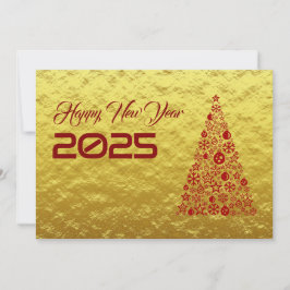 Golden wish card New Year with christmas tree Feiertagskarte