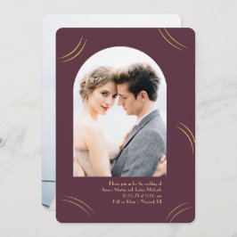 Golden Wisps Two Foto Plum Wedding Einladung