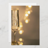 Golden with a glass of champagne Birthday Invit Einladung (Vorne/Hinten)