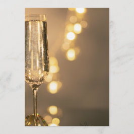 Golden with a glass of champagne Birthday Invit Einladung
