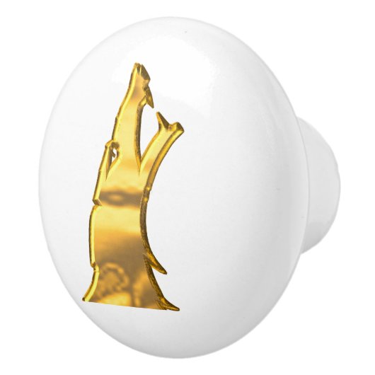 Golden Wolf Head Keramik Drehknopf Keramikknauf (Rechts)