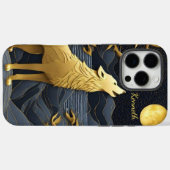 Golden Wolf Howling bei Vollmond in der Nacht Case-Mate iPhone Hülle (Rückseite (Horizontal))
