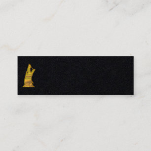 Golden Wolf Kopf schwarz mini Visitenkarte vertika