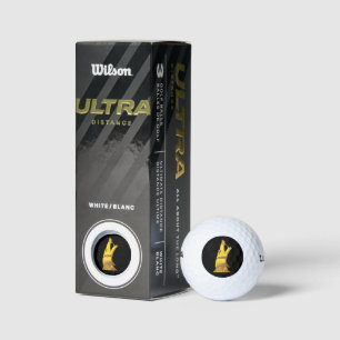 Golden Wolf Kopf schwarze Wilson Ultra Golfbälle 3