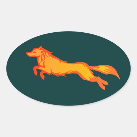 Golden Wolf Ovaler Aufkleber (Vorderseite)