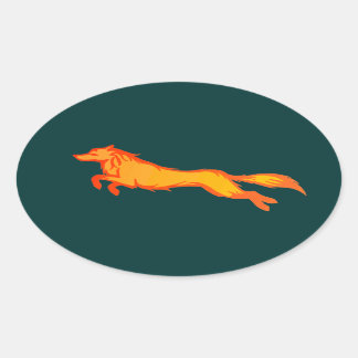 Golden Wolf Ovaler Aufkleber