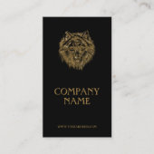 Golden Wolf Portrait Luxuriöse Black Business Card Visitenkarte (Vorderseite)