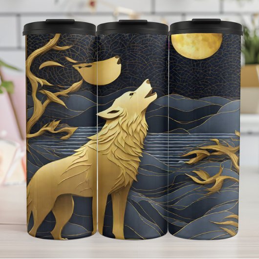Golden Wolfs Mondserenade Thermosbecher