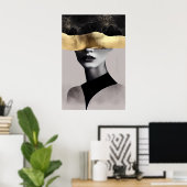 Golden Woman with Black Band: Modern Art Poster (Heimbüro)