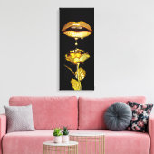 Golden womans Lips Dripping Liquid Gold Art  Leinwanddruck (Insitu (Wohnzimmer))