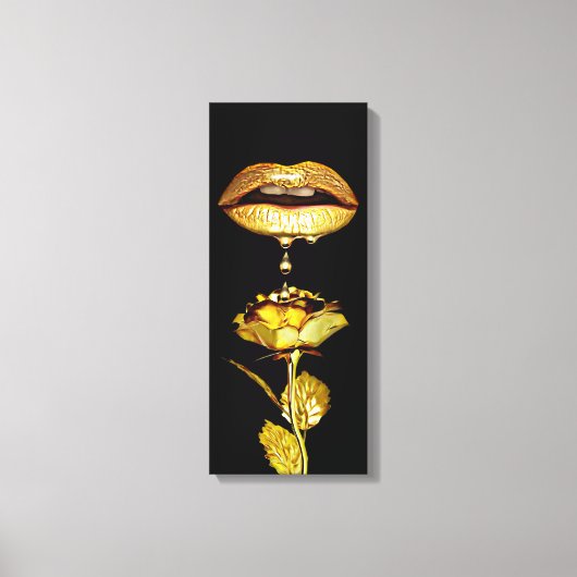 Golden womans Lips Dripping Liquid Gold Art  Leinwanddruck (Vorderseite)