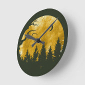 Golden Woods Runde Wanduhr (Winkel)