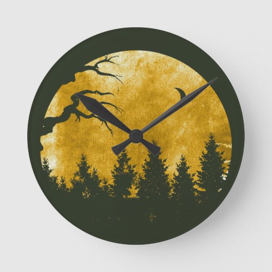 Golden Woods Runde Wanduhr (Vorderseite)