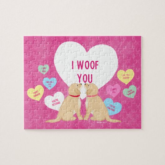 Golden Word Hearts Valentines Jigsaw Puzzle (Horizontal)