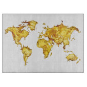 Golden World Map Kitchenmesser Koch Schneidebrett (Vorderseite)