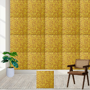 Golden Woven Geometric Keramik Tile Fliese