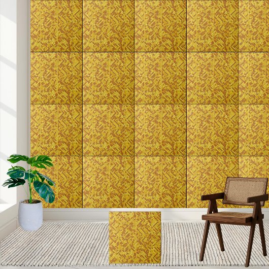 Golden Woven Geometric Keramik Tile Fliese