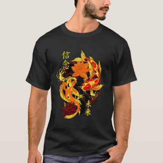 Golden Yakuza Japanisch Tattoos Koi Fischteich Flo T-Shirt