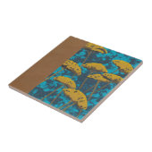 Golden Yarrow Garden mit blauem Hintergrund Fliese (Seite)