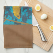 Golden Yarrow Garden mit blauem Hintergrund Handtuch (Viertel Falte)