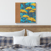 Golden Yarrow Garden mit blauem Hintergrund Leinwanddruck (Insitu (Schlafzimmer))