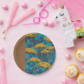 Golden Yarrow Garden mit blauem Hintergrund Pappteller (Party)