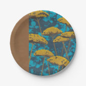 Golden Yarrow Garden mit blauem Hintergrund Pappteller (Vorderseite)
