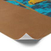 Golden Yarrow Garden mit blauem Hintergrund Poster (Ecke)