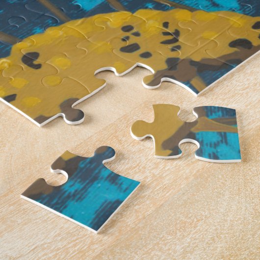 Golden Yarrow Garden mit blauem Hintergrund Puzzle (Seite)