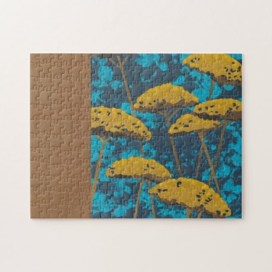 Golden Yarrow Garden mit blauem Hintergrund Puzzle (Horizontal)