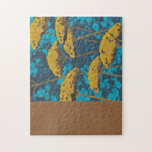 Golden Yarrow Garden mit blauem Hintergrund Puzzle (Vertikal)