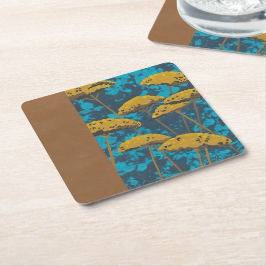 Golden Yarrow Garden mit blauem Hintergrund Rechteckiger Pappuntersetzer (angewinkelt)