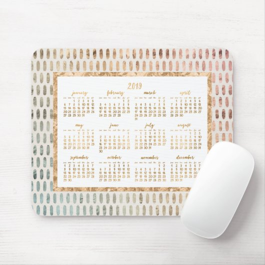 Golden Yearly 2019 Calendar Mouse Pads Light Mousepad (Mit Mouse)
