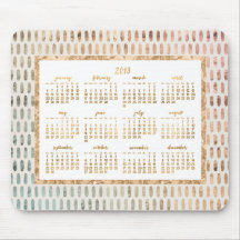 Golden Yearly 2019 Calendar Mouse Pads Light