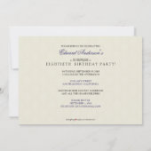Golden Years Damask Birthday Party Invite (Marine) Einladung (Rückseite)