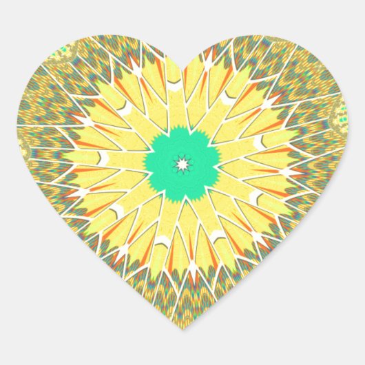 Golden Yellow African Ethnic Stammemuster Art Herz-Aufkleber (Vorderseite)