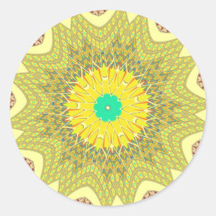 Golden Yellow African Ethnic Stammemuster Art Runder Aufkleber