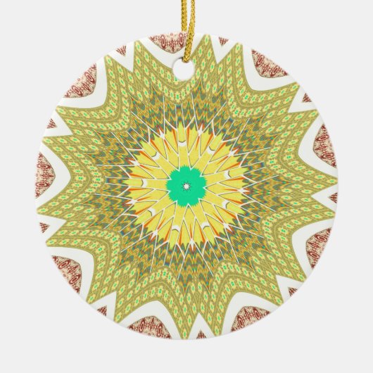 gOLDEN YELLOW Afrikanisches Stammesmuster Keramik Ornament (Vorne)