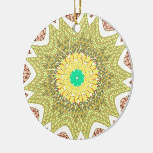 gOLDEN YELLOW Afrikanisches Stammesmuster Keramik Ornament (Links)