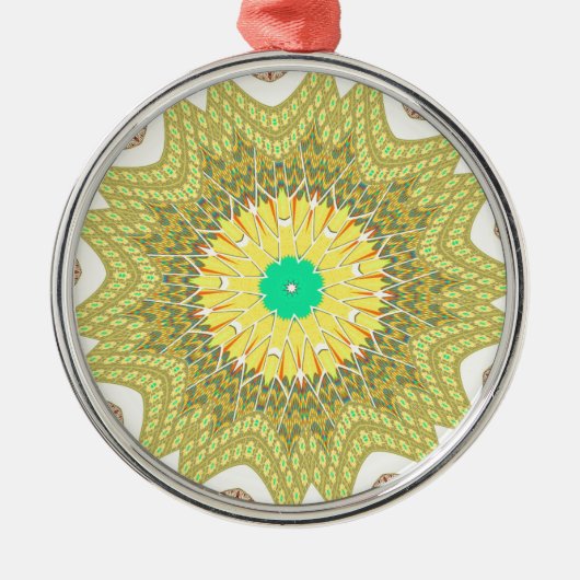 gOLDEN YELLOW Afrikanisches Stammesmuster Silbernes Ornament (Vorne)